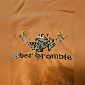 XL Orange Sweatshirt w/ hand-stiched frogs & green 🍀ber🍀rombie